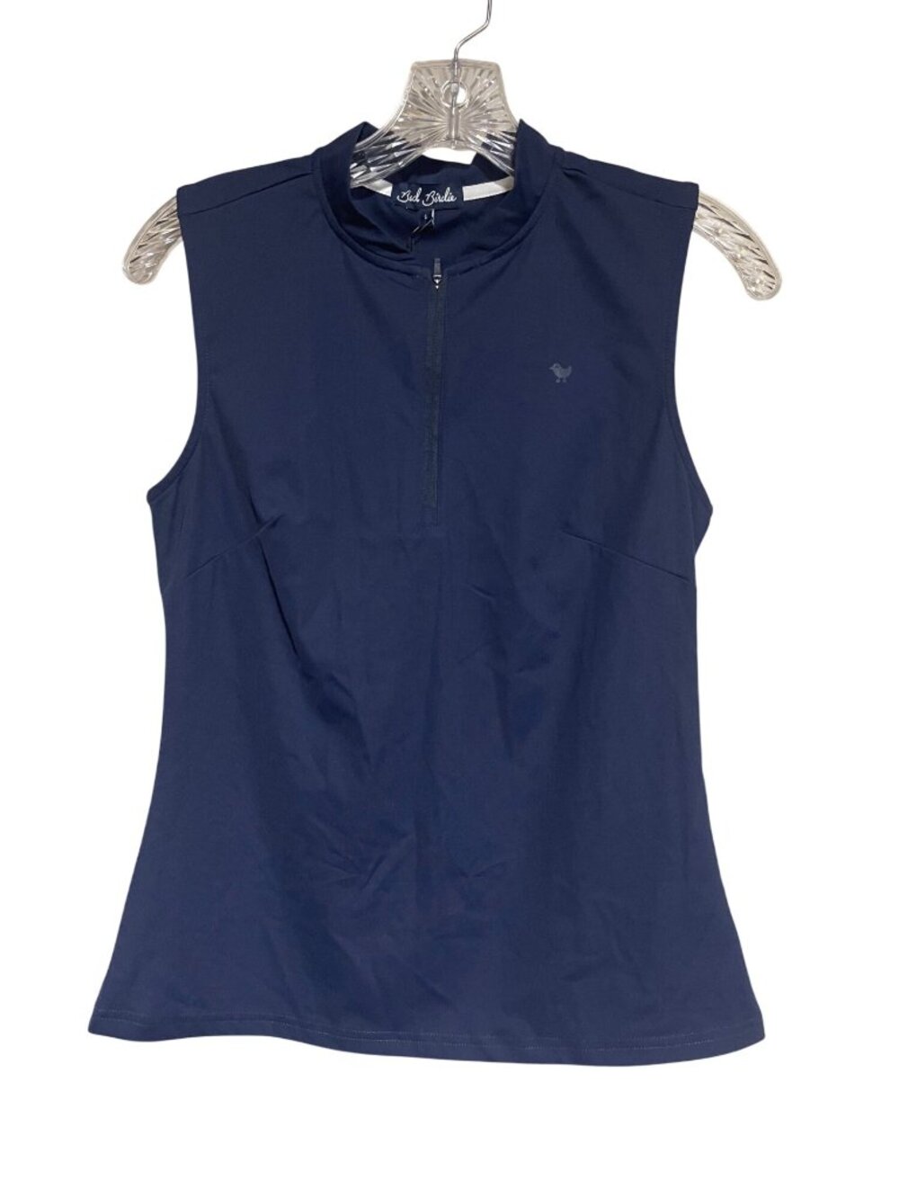 Bad Birdie Womens Sleeveless Golf Shirt Dark Navy Blue Zip Neck Size S